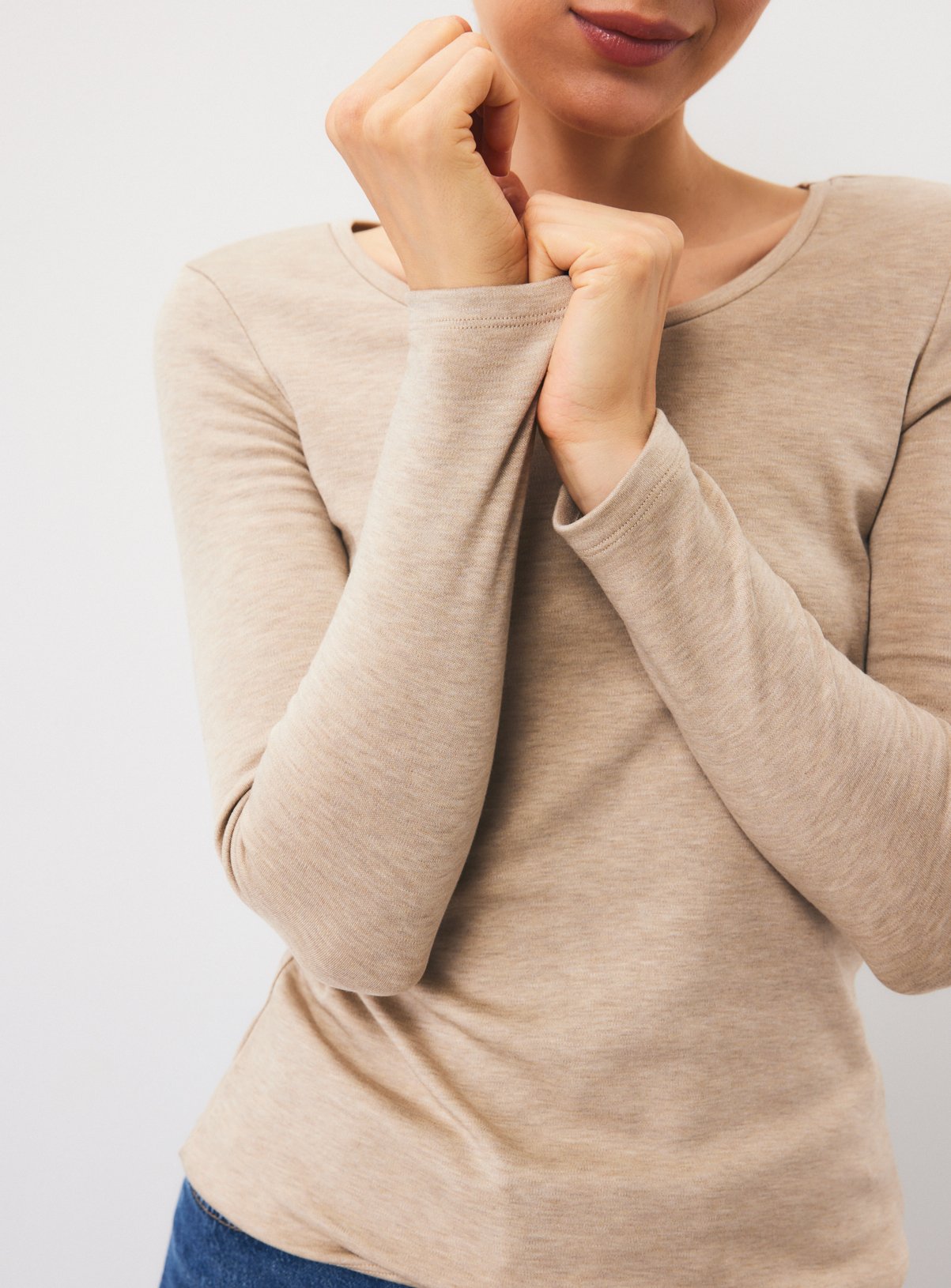 Beige Brushed Back Thermal Long Sleeve Top L - Image 2 thumbnail